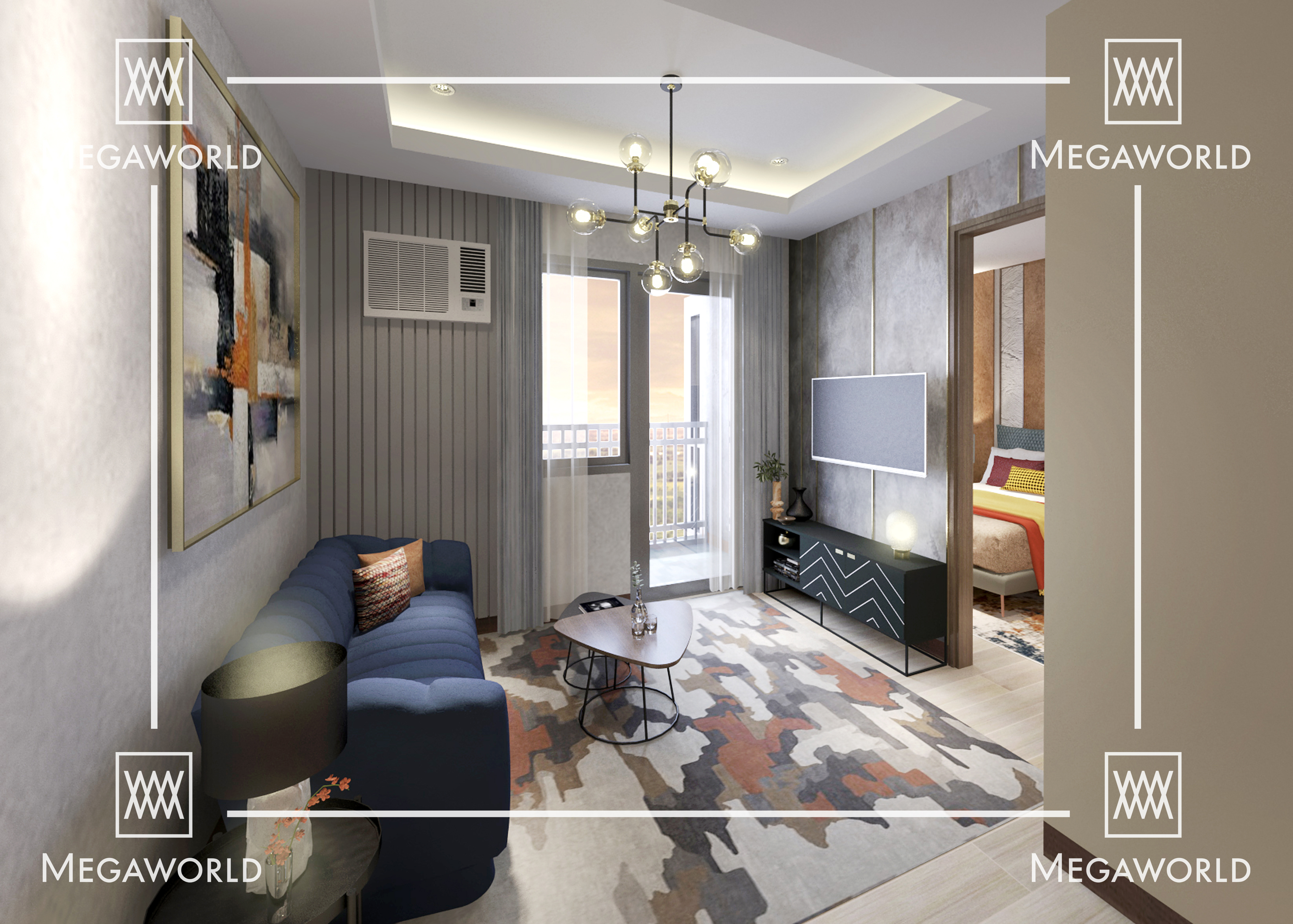 9 Central Park studio unit interior render, Northwin Global City, Bulacan