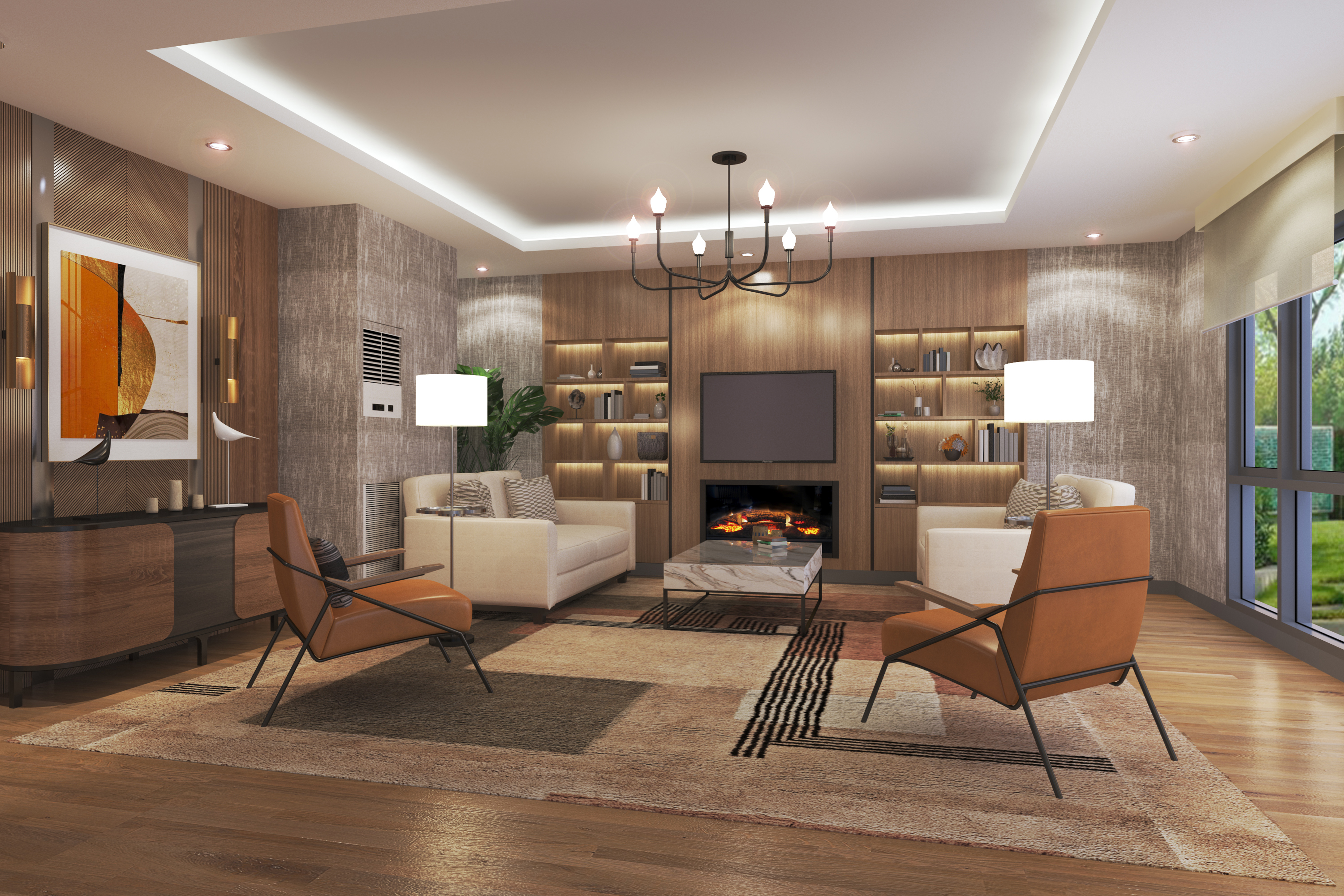 9 Central Park private lounge amenity render, Northwin Global City, Bulacan