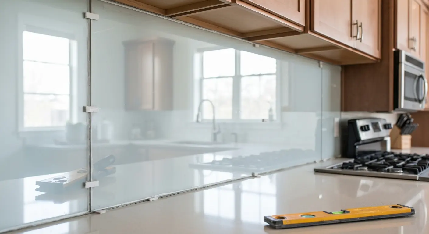 Glass backsplash contemporary kitchen
