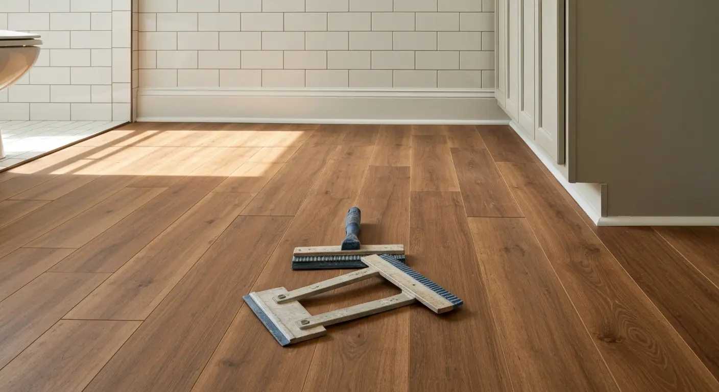 Luxury vinyl flooring bathroom installation