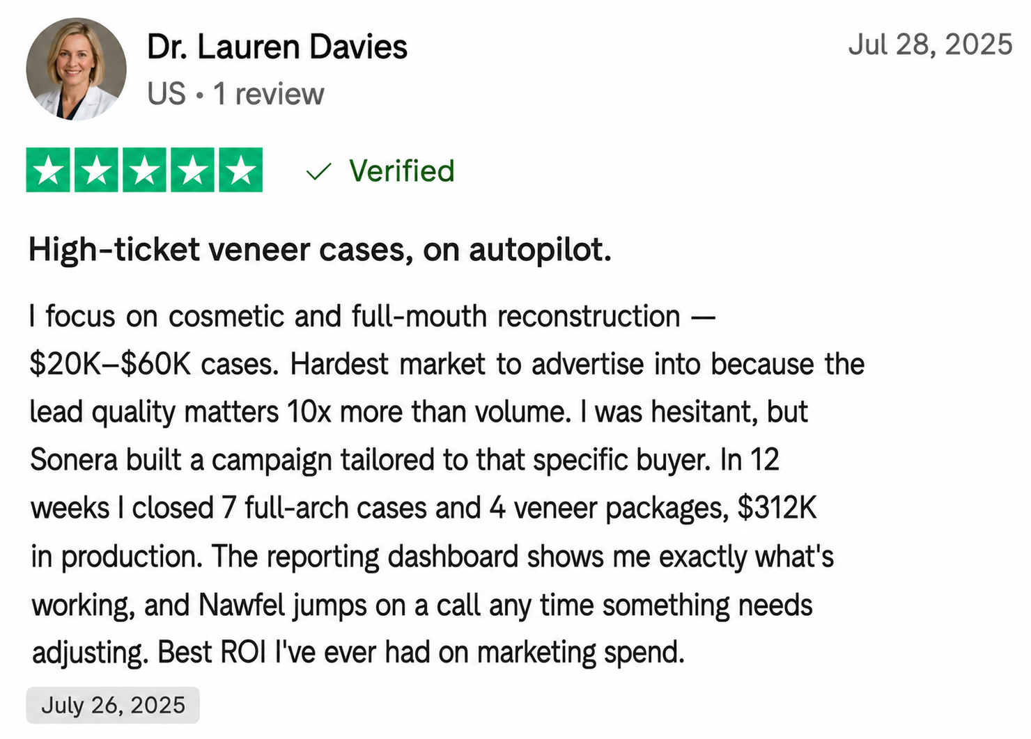 Trustpilot review — Dr. Lauren Davies