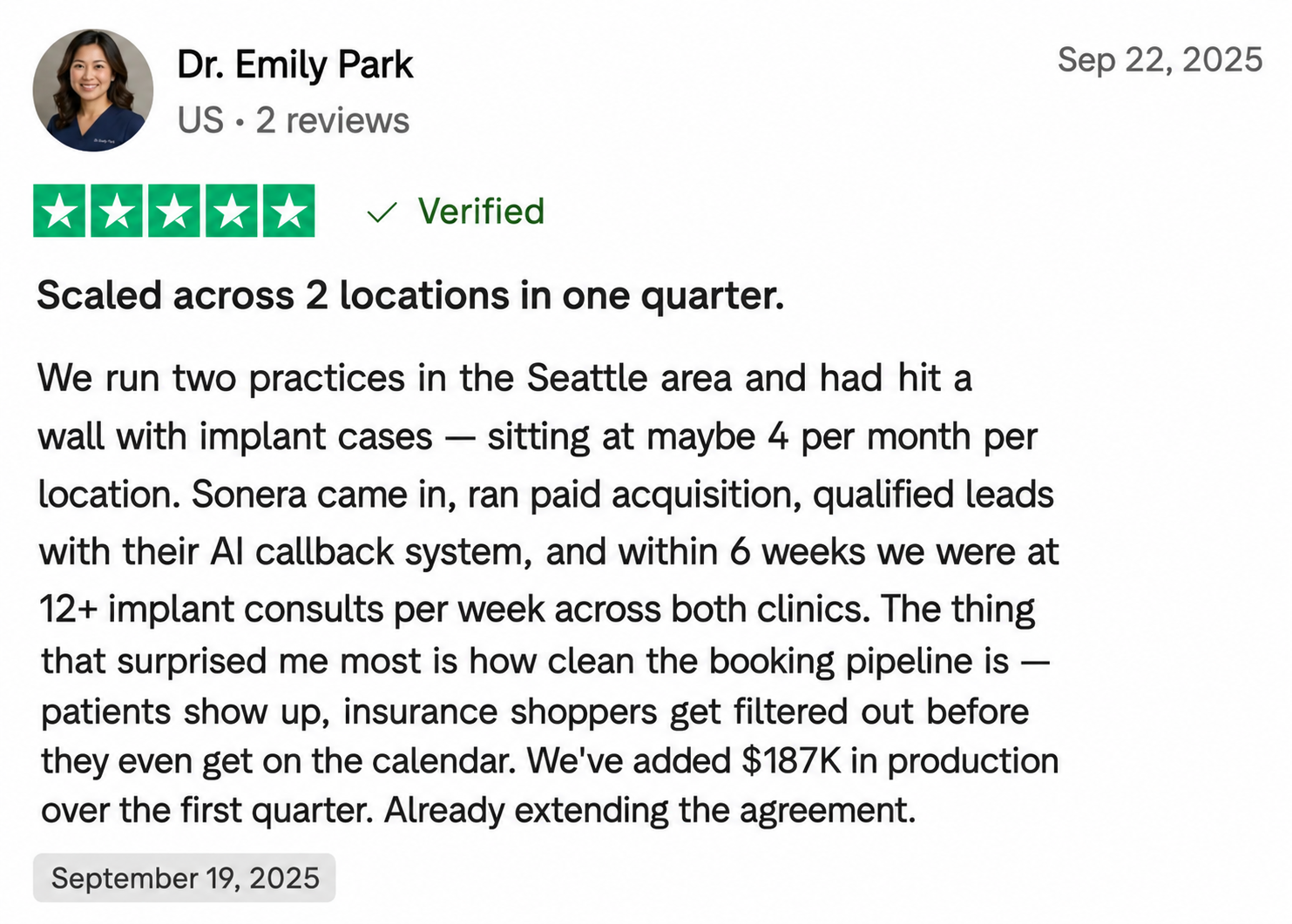 Trustpilot review — Dr. Emily Park