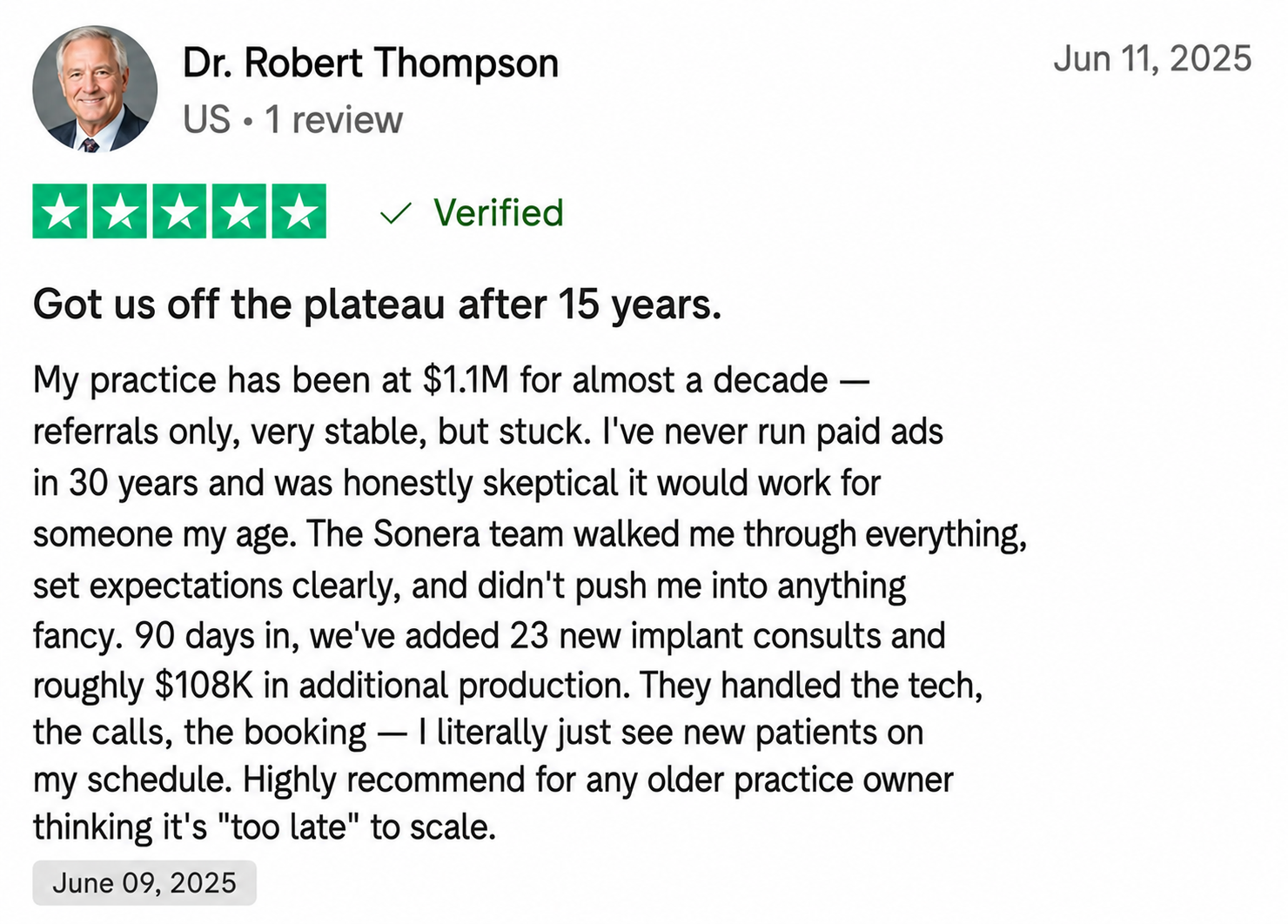Trustpilot review — Dr. Robert Thompson