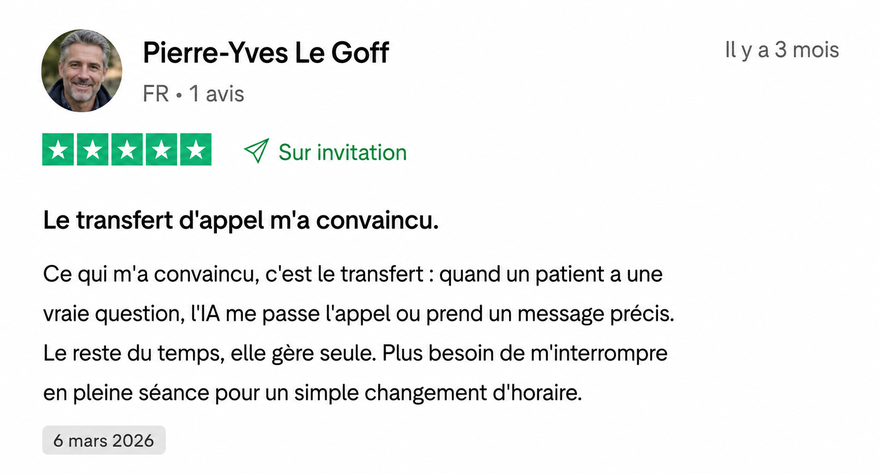 Avis Trustpilot de Pierre-Yves Le Goff
