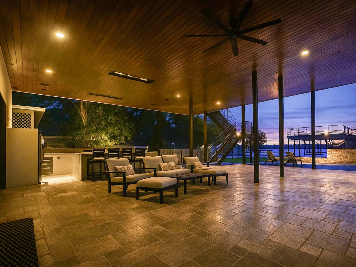Refined poolside outdoor living detail