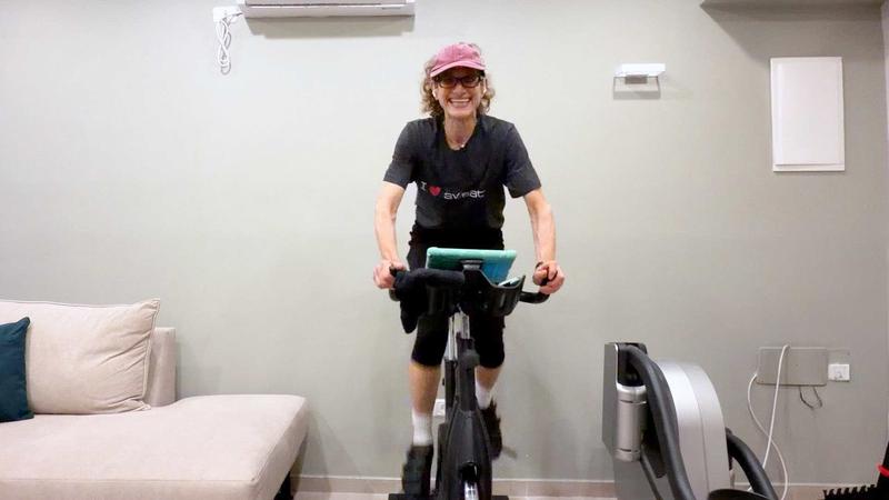 Member following a workout at home