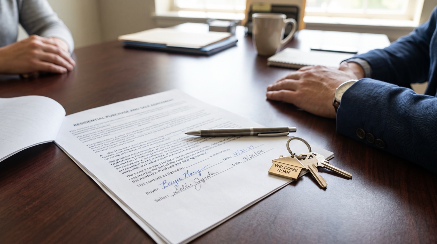 A signed purchase agreement with the house keys
