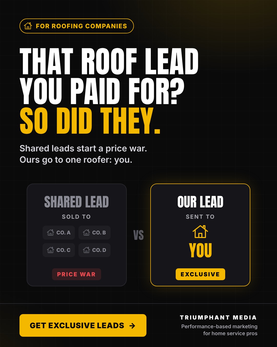 That roof lead you paid for? So did they. - exclusive leads ad