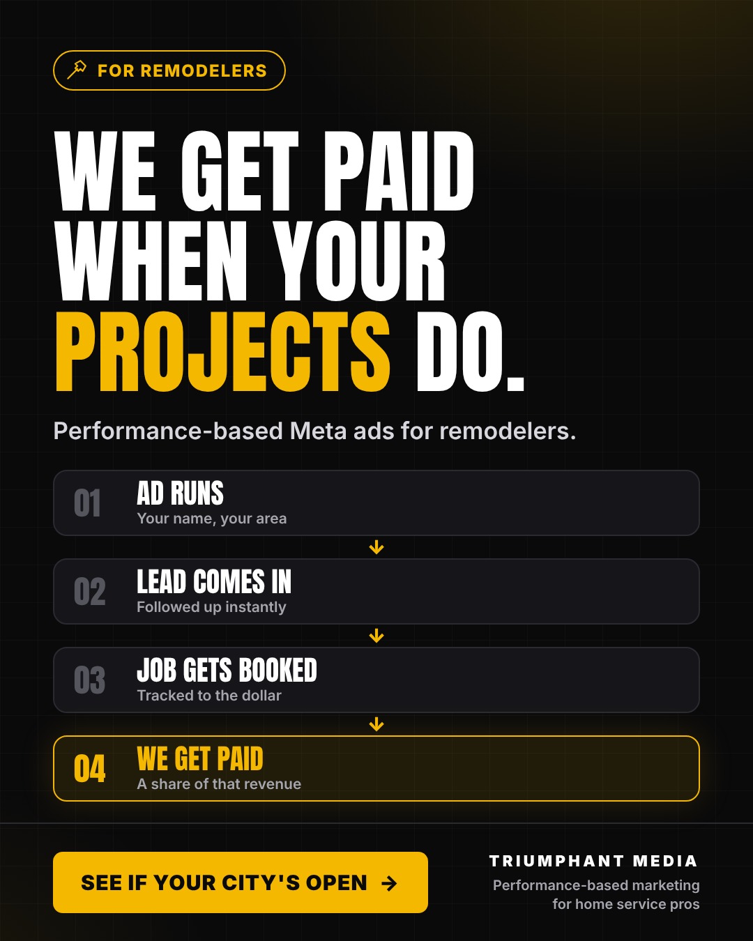 We get paid when your projects do - remodeler ad