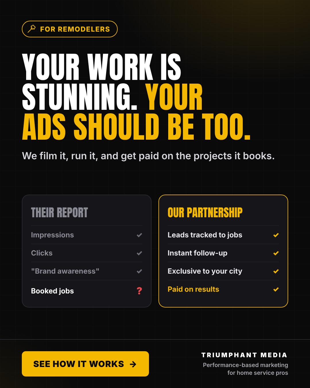 Your work is stunning. Your ads should be too. - remodeler ad