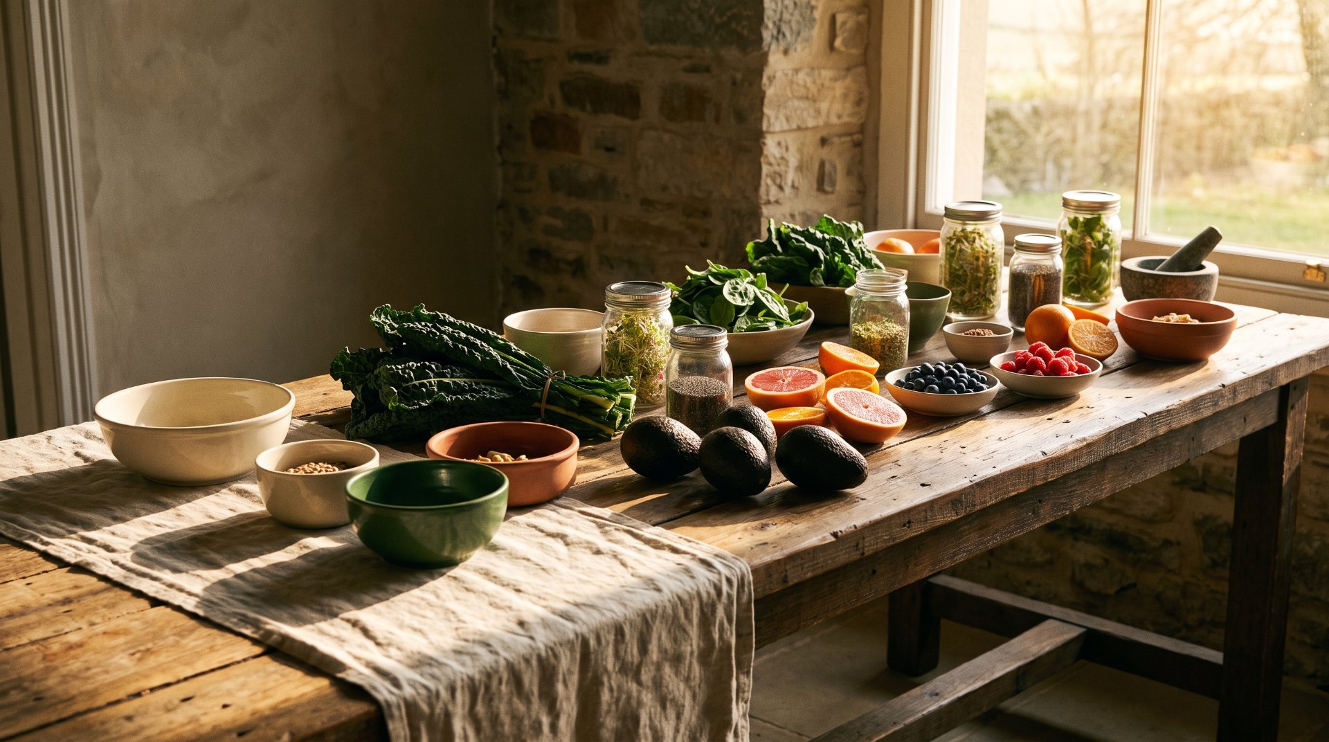 Fresh organic produce and superfoods