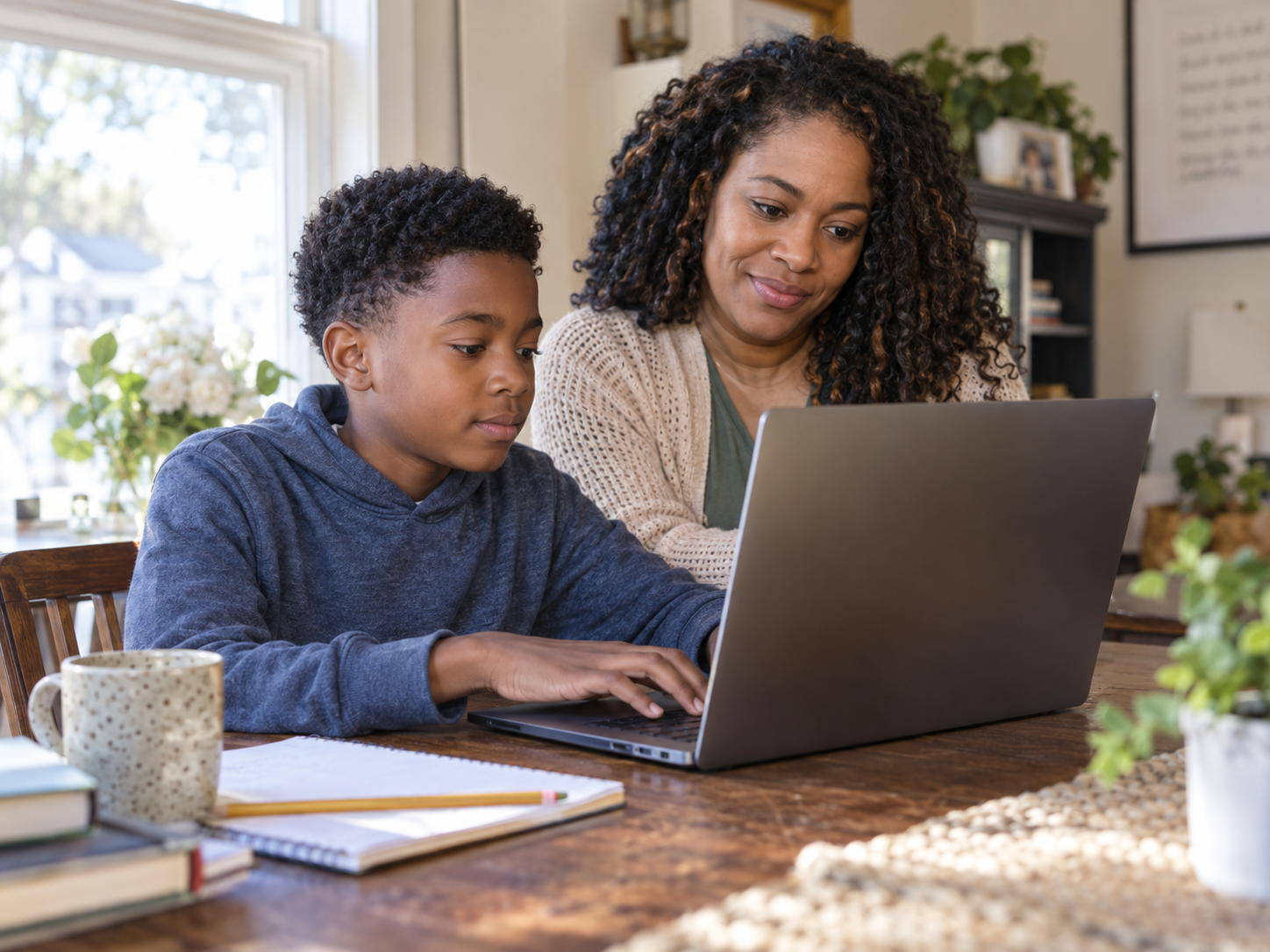 Parent and child exploring an assessment