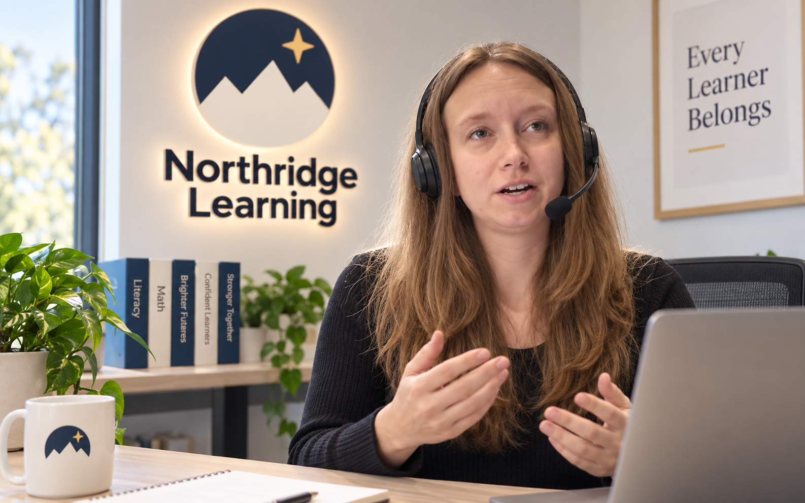 Northridge support team member wearing a headset in the office