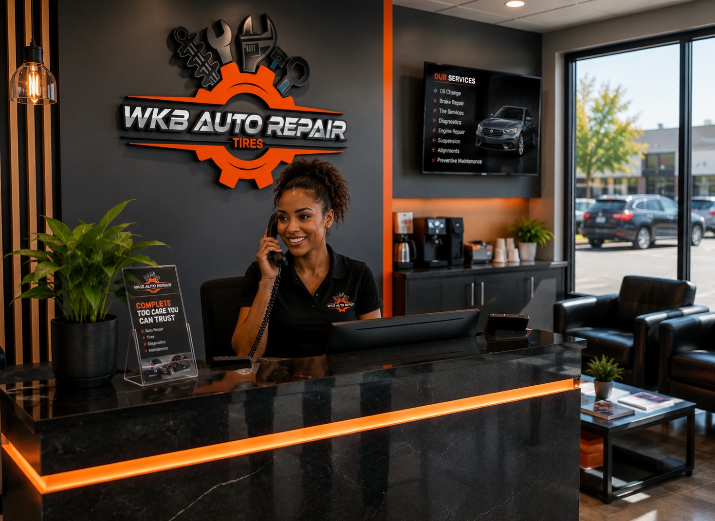 WKB Auto Repair front desk and waiting area