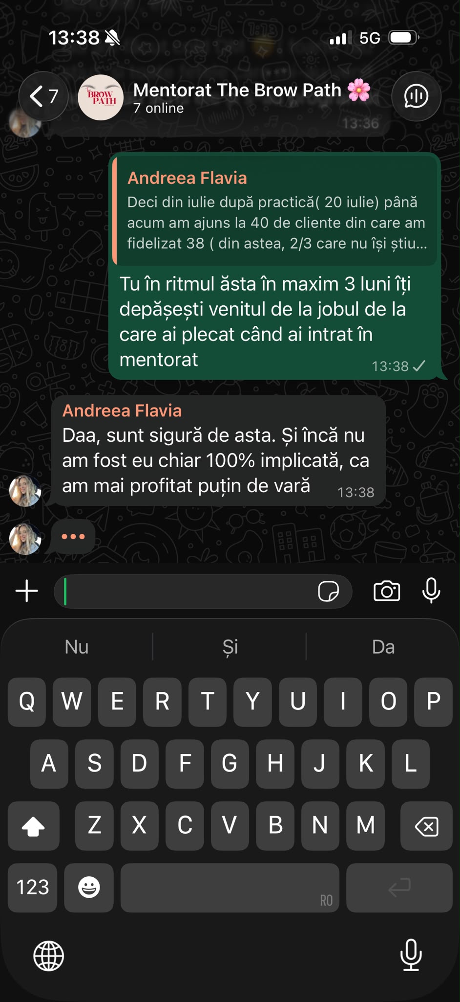 Mesaj de la o cursantă The Brow Path