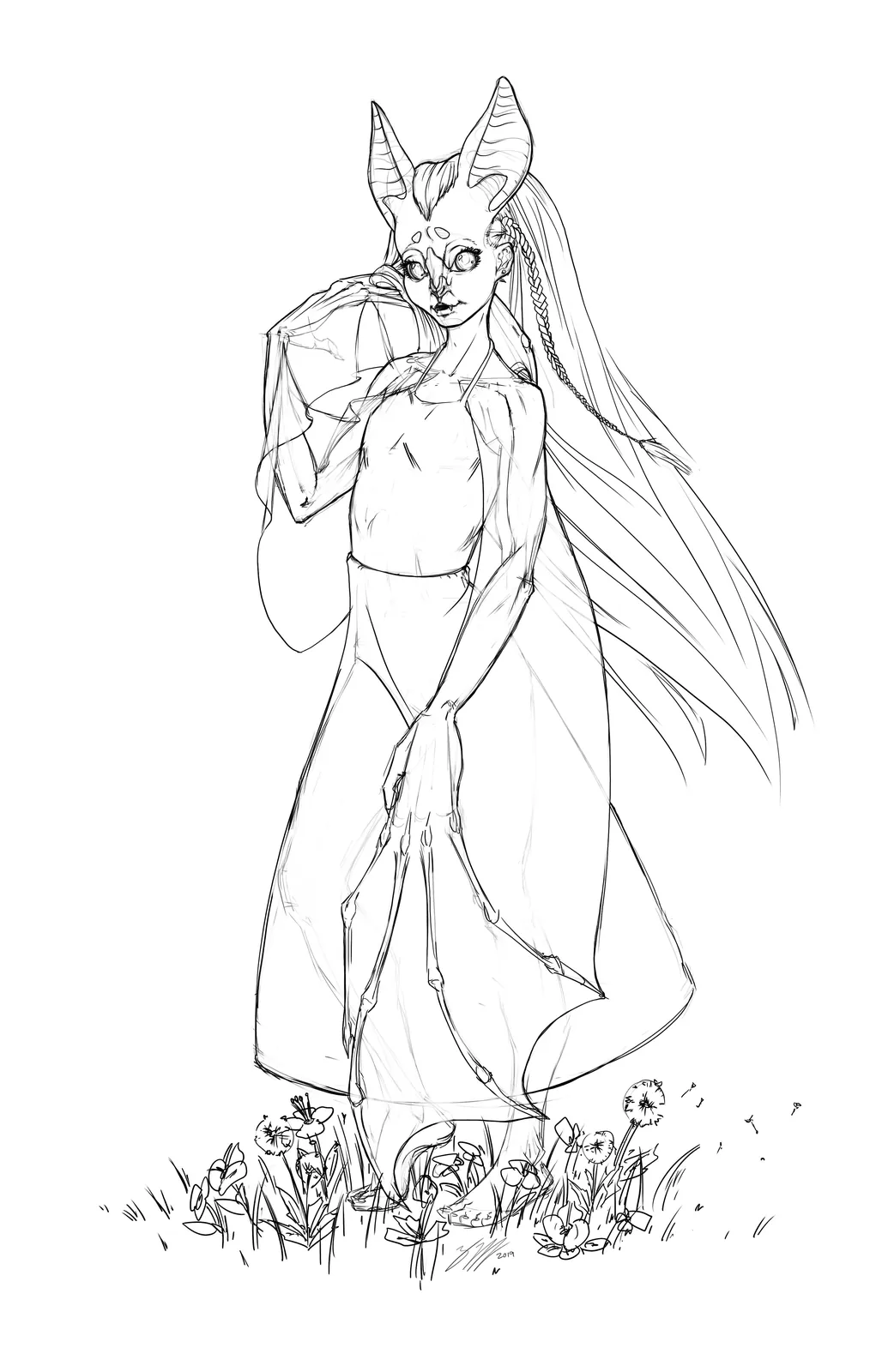 Vampire Girl, an original inked character design by Javen Morris
