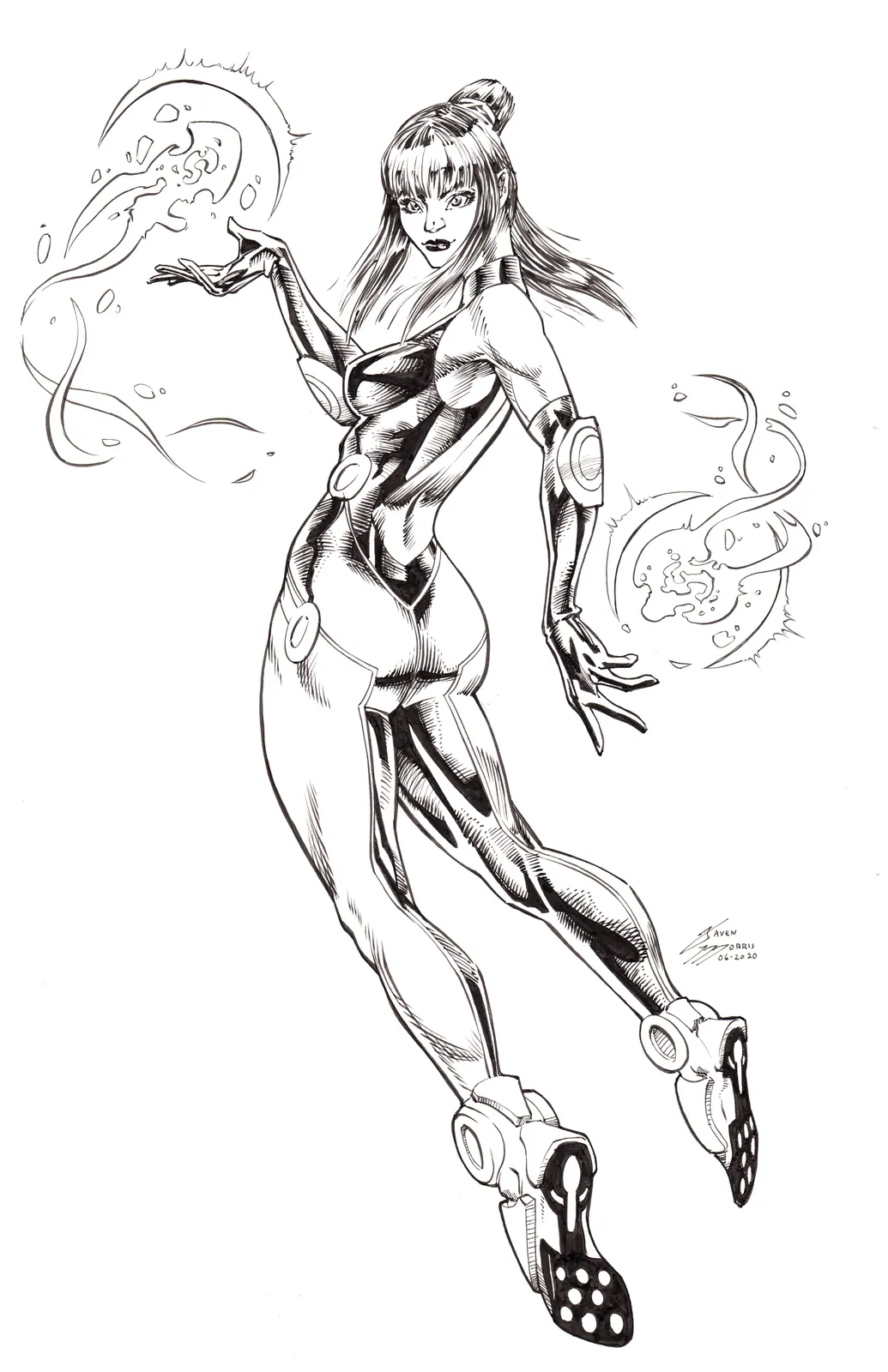 Inked superheroine by Javen Morris