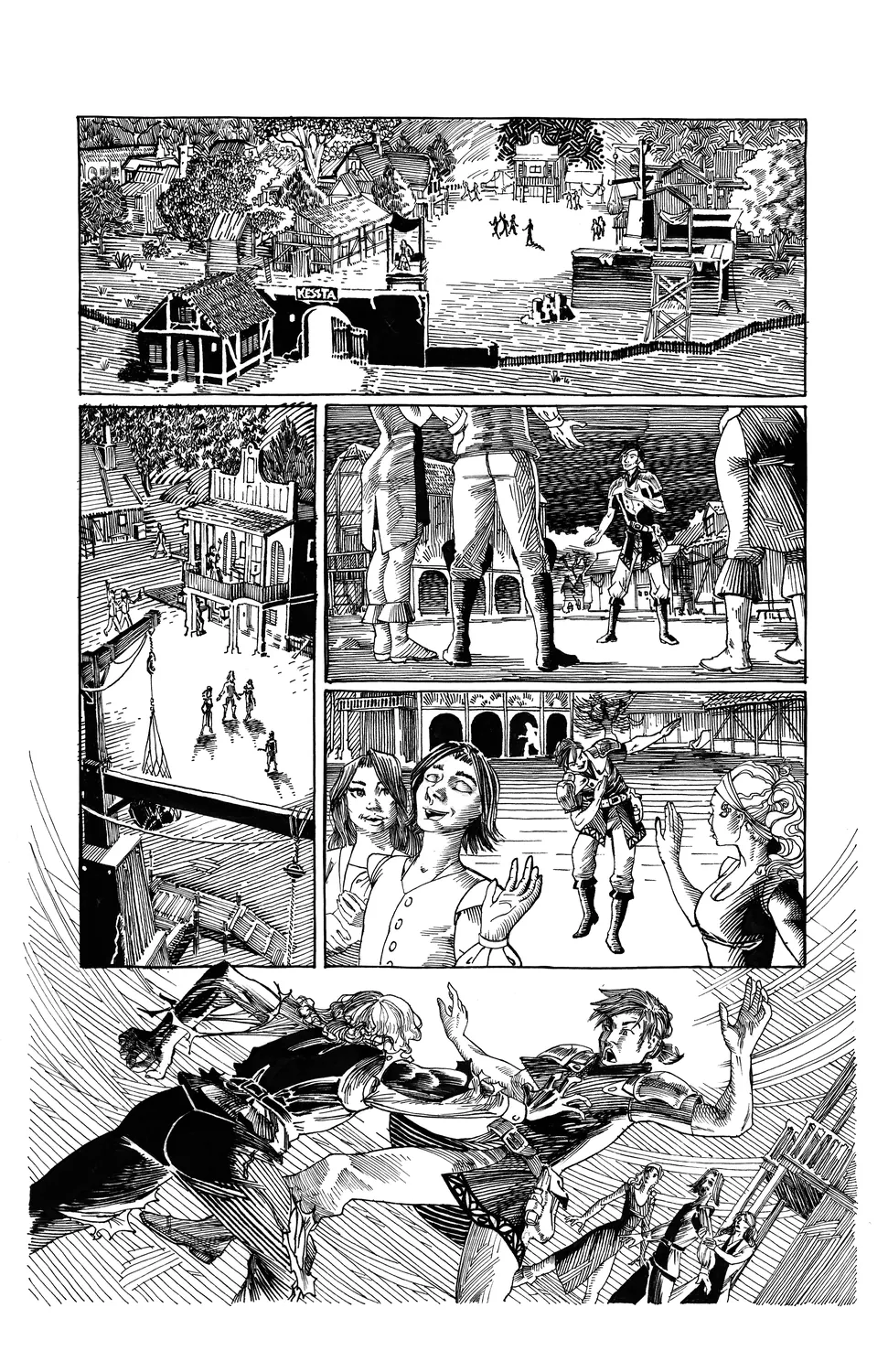 Inked comic page by Javen Morris