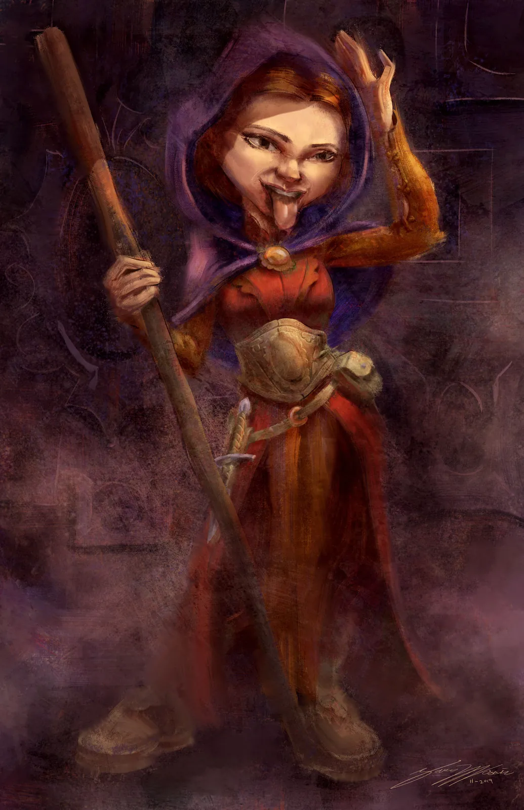 Painted halfling sorcerer by Javen Morris