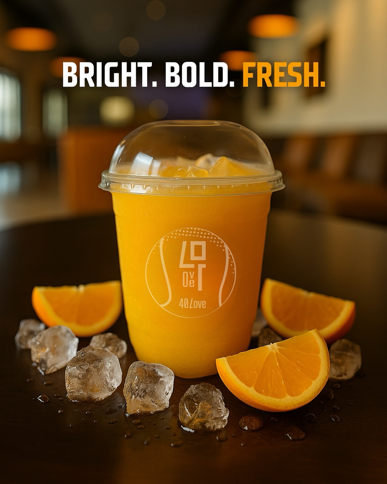 Closeup of hands holding coffees and smoothies at a table