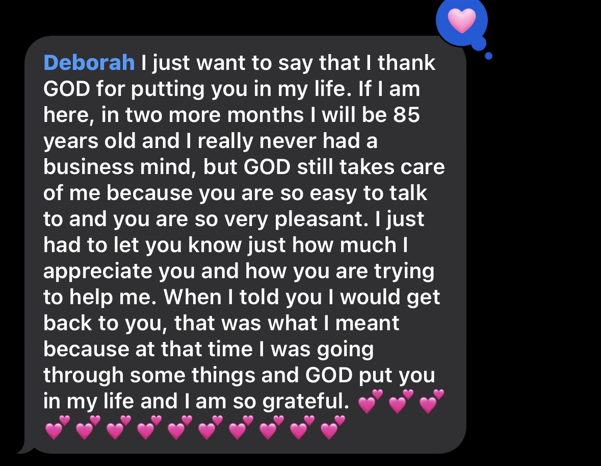 Client thank-you message