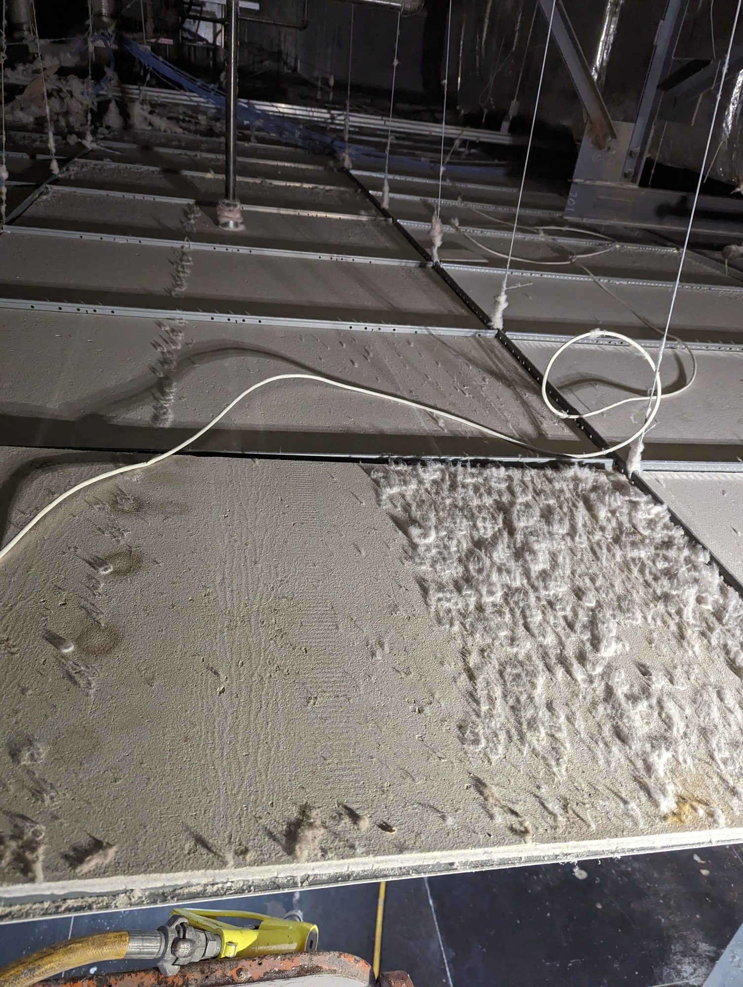 Ceiling lint before and after cleaning