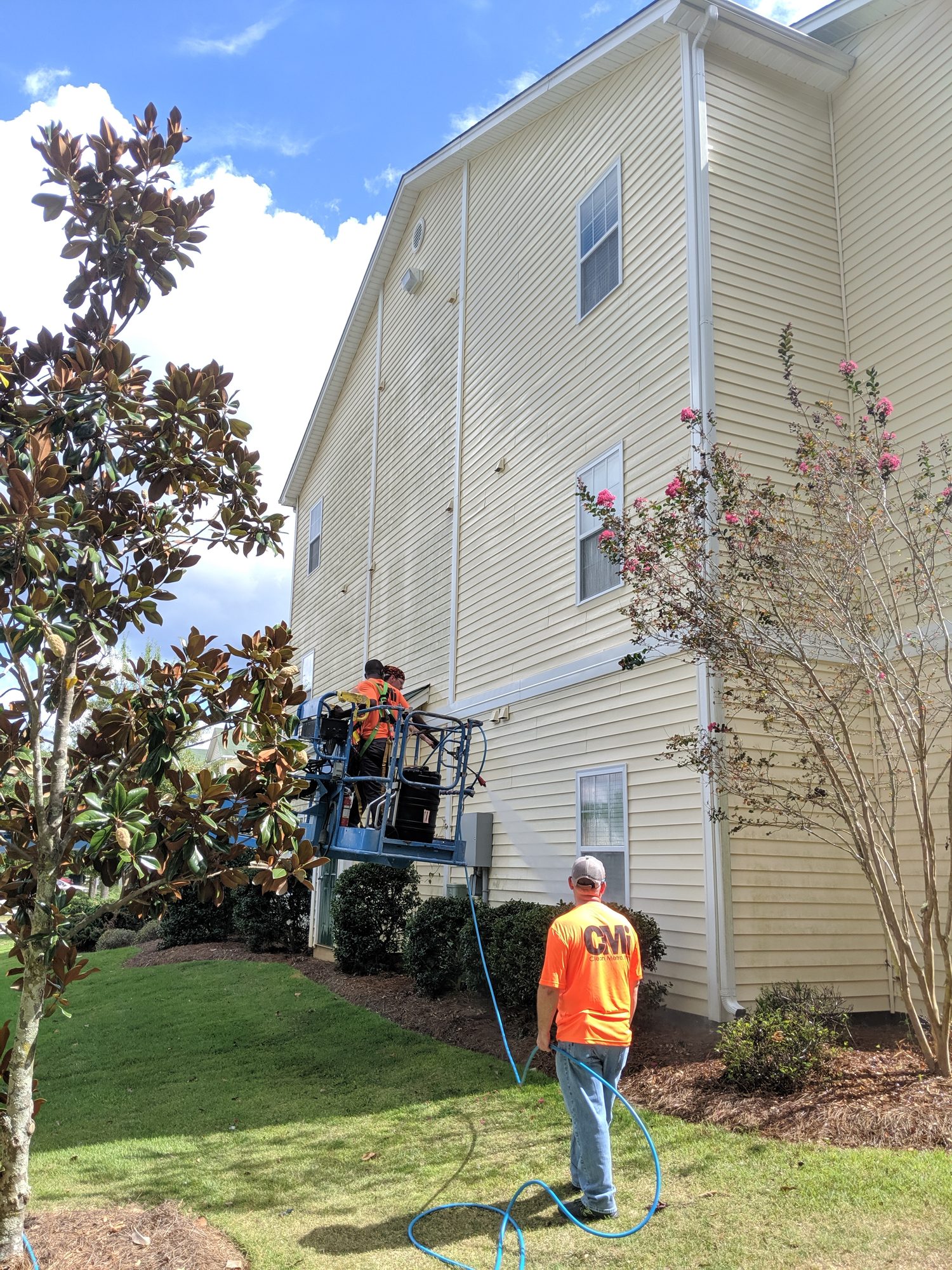 Working the upper floors of an apartment building from the lift.