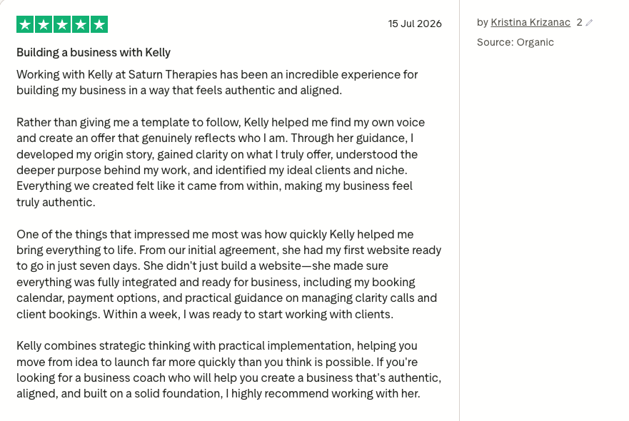 Screenshot of Kristina's review