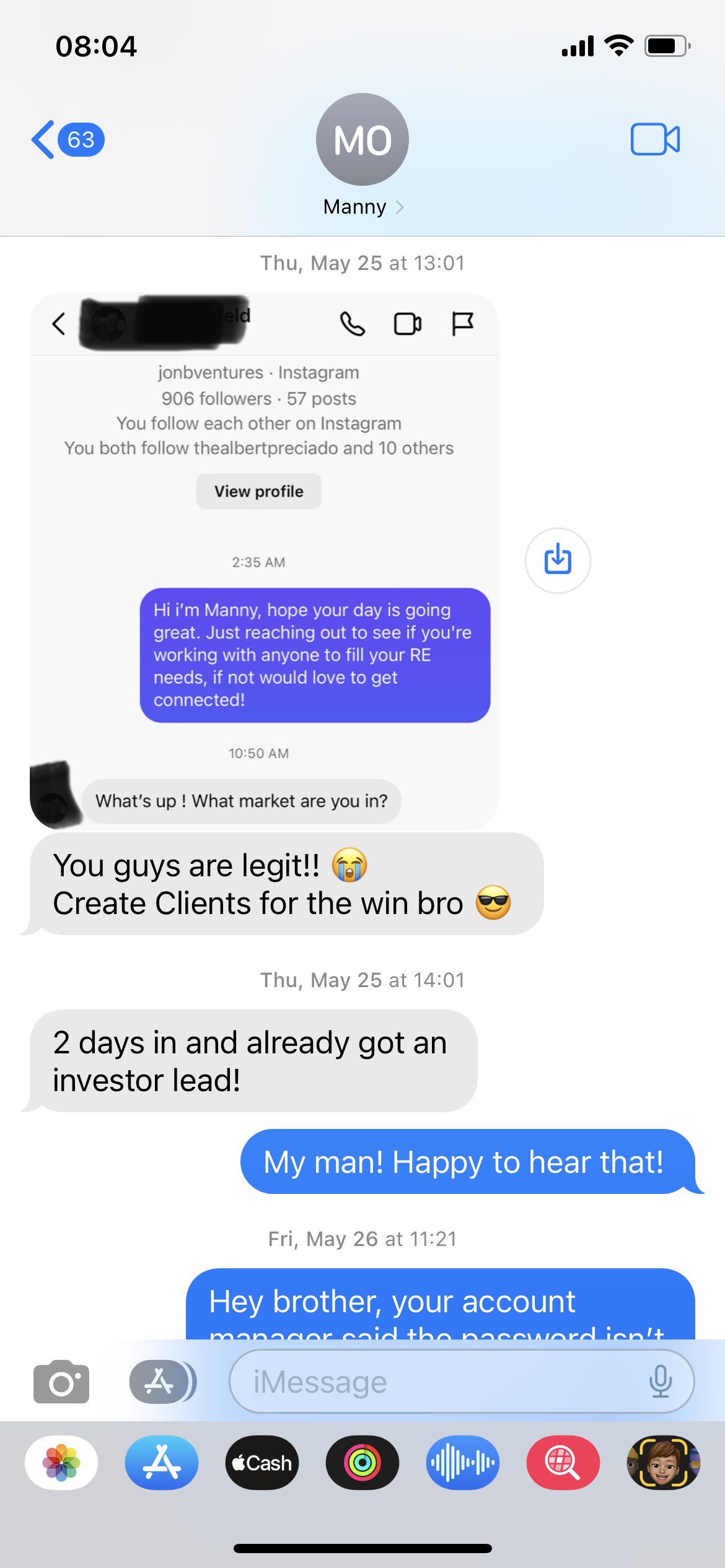 Client lands an investor lead two days into the campaign