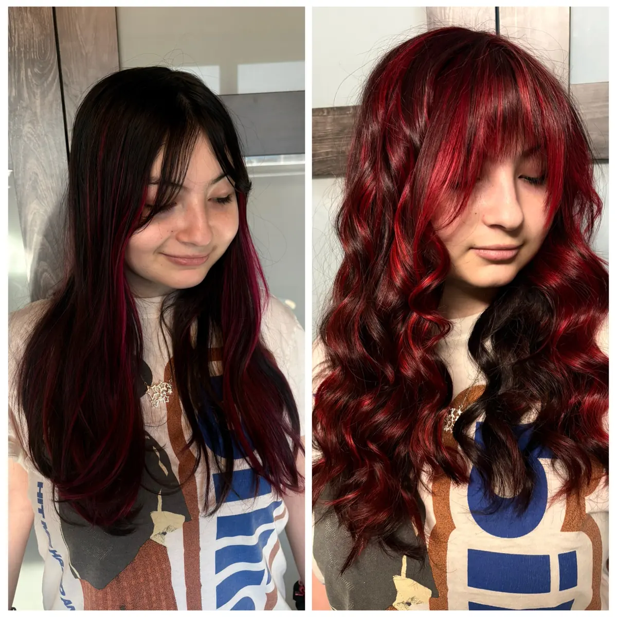 Vivid color transformation by Jessica Young — bold fashion hair color with lightening, full head visible
