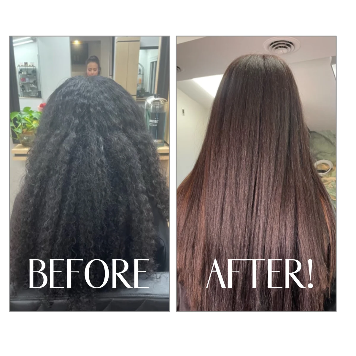 Brazilian smoothing blow-out treatment by Jessica Young — frizz-free sleek finish lasting 10-12 weeks, full head visible