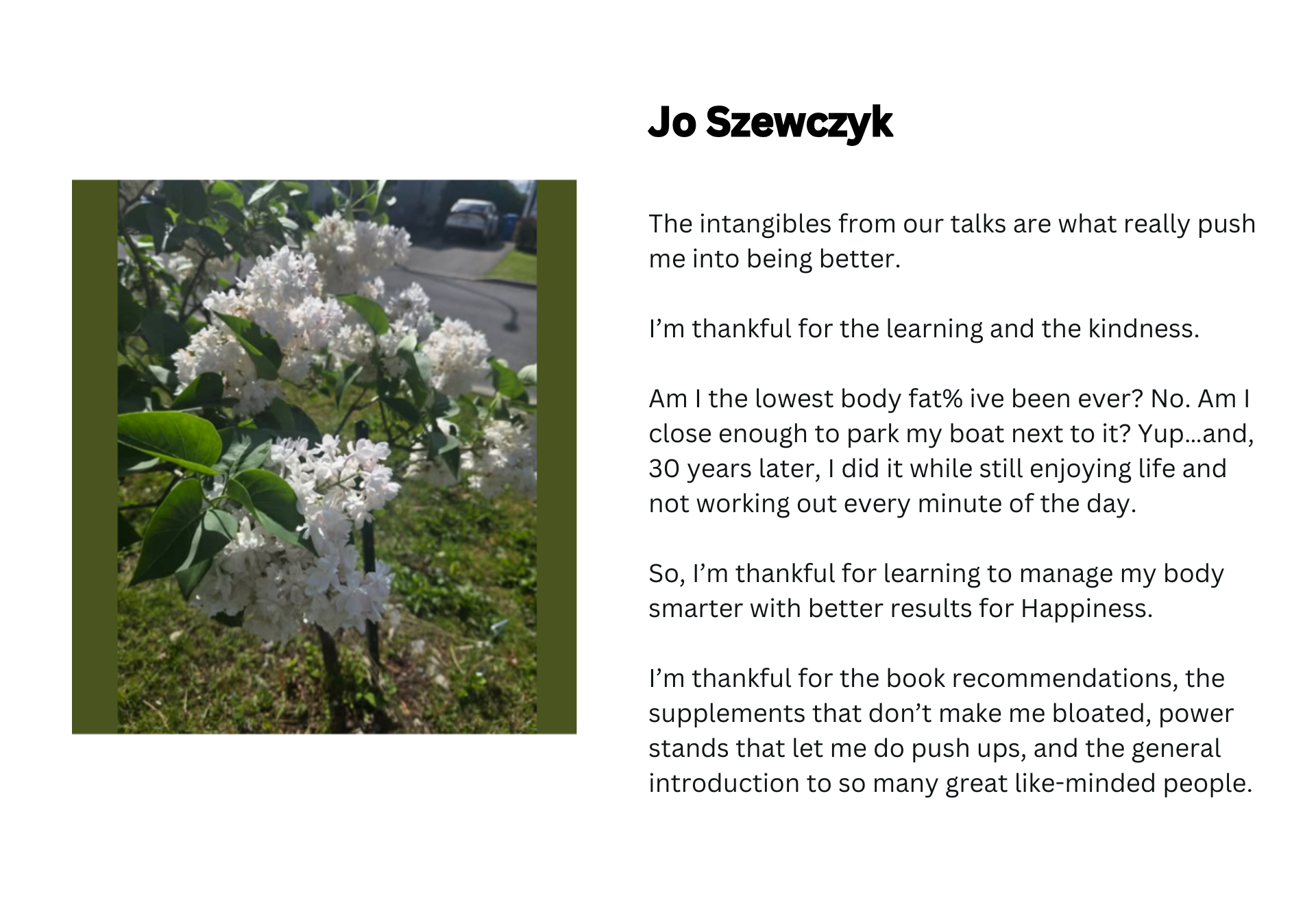 Jo Szewczyk testimonial