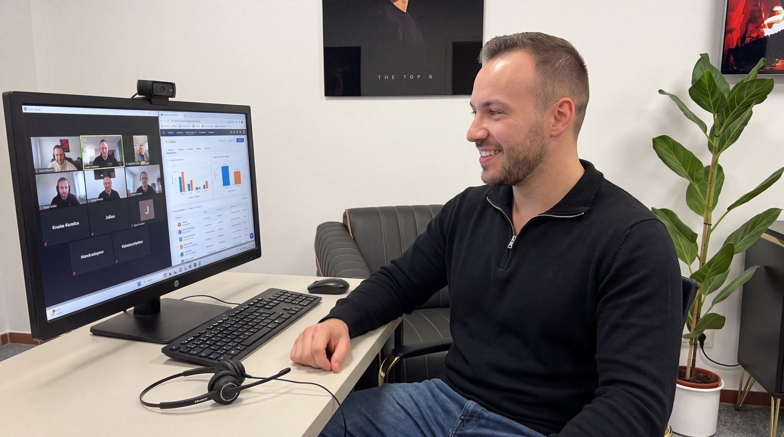 Julian Helbig im Videocall-Strategiegespräch mit Bildschirmfreigabe