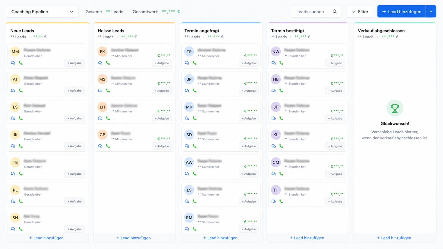 CRM-Pipeline mit vorqualifizierten Leads