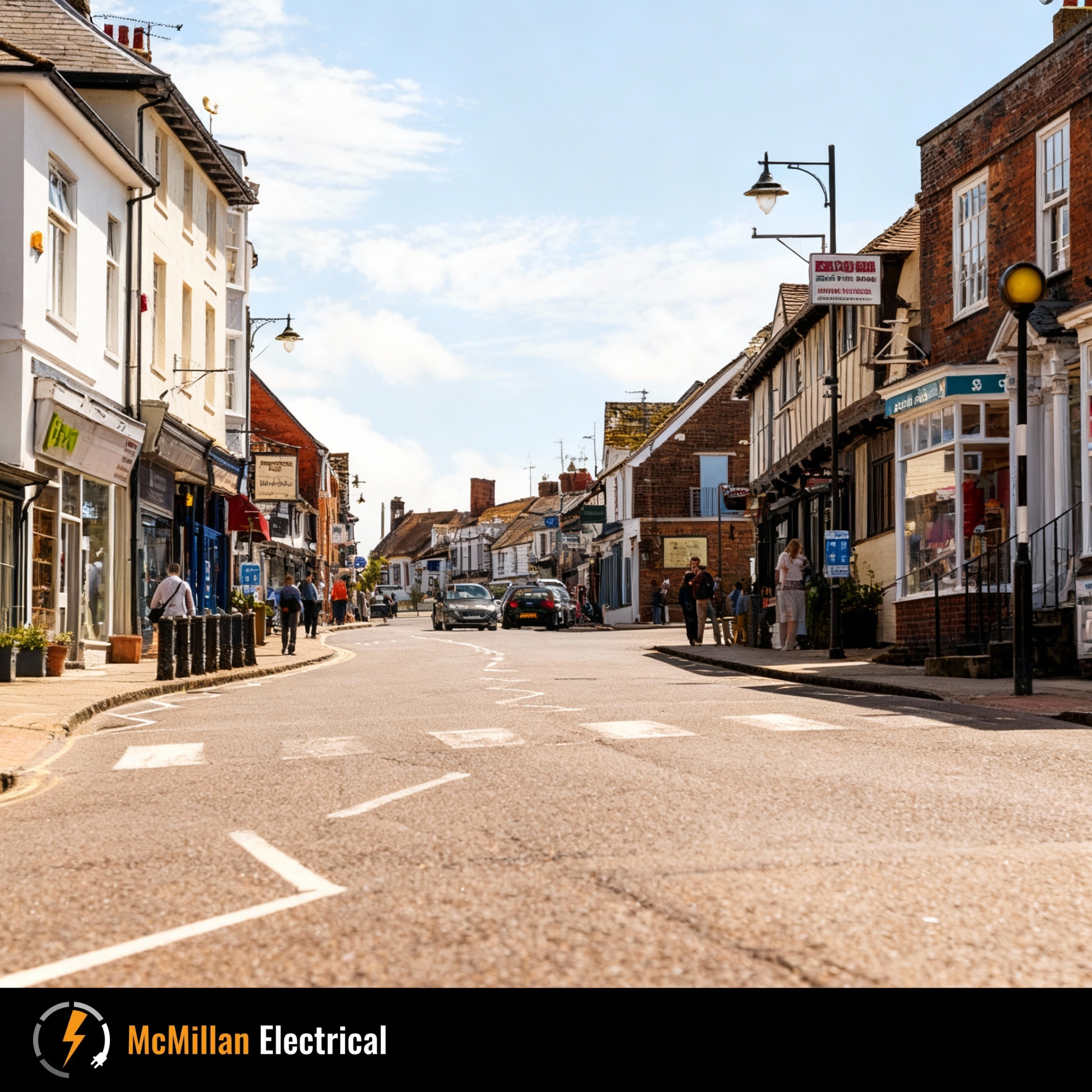 NICEIC-approved electrician near Horsham town centre, representing electrical services for local shops, warehouses, landlords and family homes.