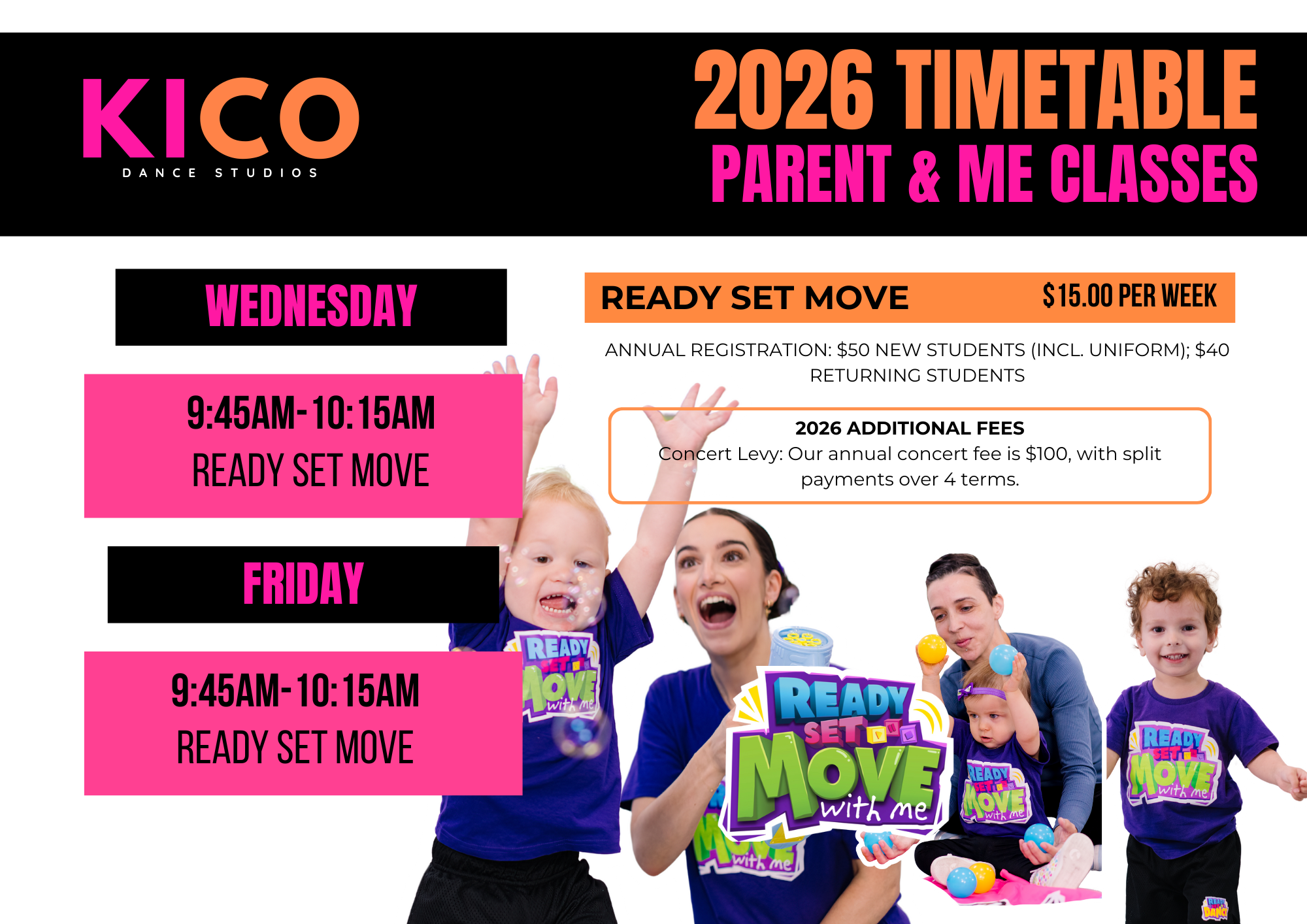 Affordable and high-quality preschool dance class pricing at KICO Dance Studios in Bargo, offering great value for Ready Set Dance programs for ages walking to 5.