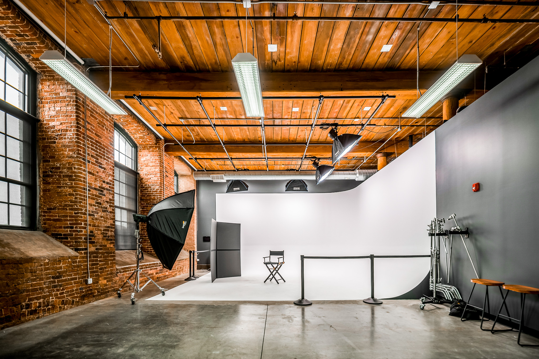 Studio A, the large set with a 40-ft cyc wall and lighting grid