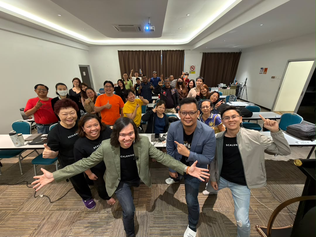Ethan Foo with business owners at a Malaysian business workshop