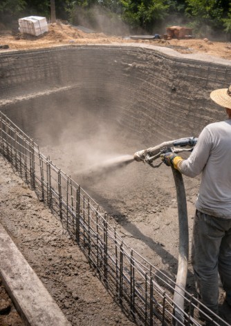Finished pool with landscaping