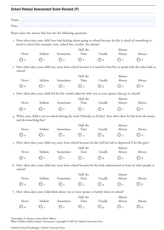 School Refusal Assessment Scale – Revised (SRAS-R) PDF preview