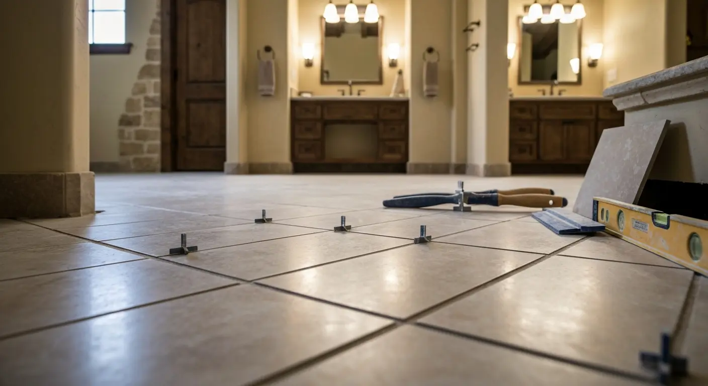 Bathroom floor tile installation