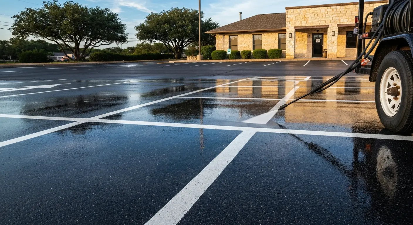 Commercial parking lot cleaning