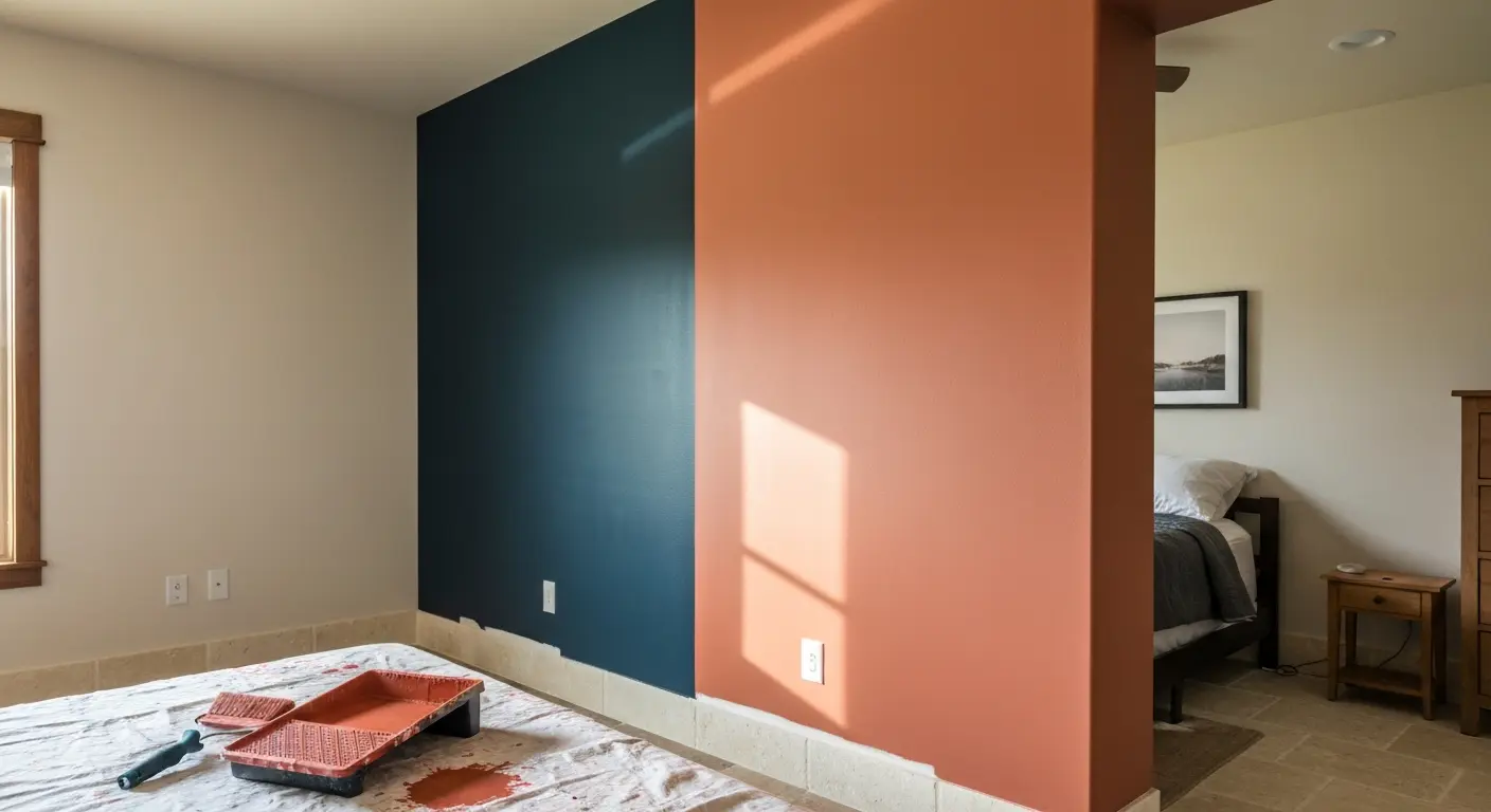 Accent wall interior painting in Boerne home