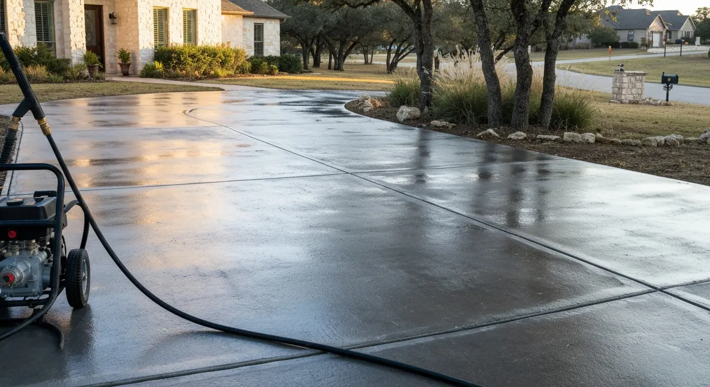 Driveway pressure washing