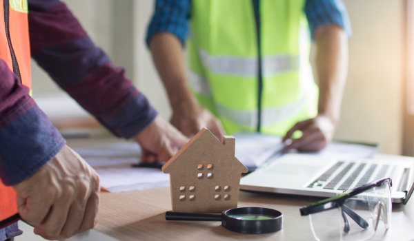 Home inspection process in Maryland showing inspector checking electrical panel and HVAC system Home inspection process in Maryland showing inspector checking electrical panel and HVAC system