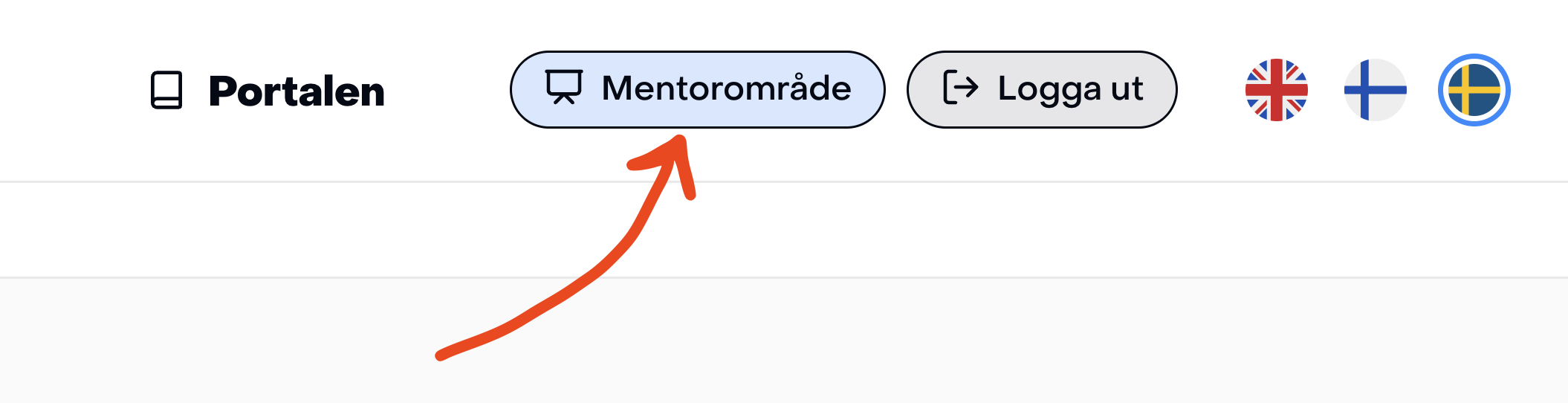 Mentorområdet-knappen uppe till höger