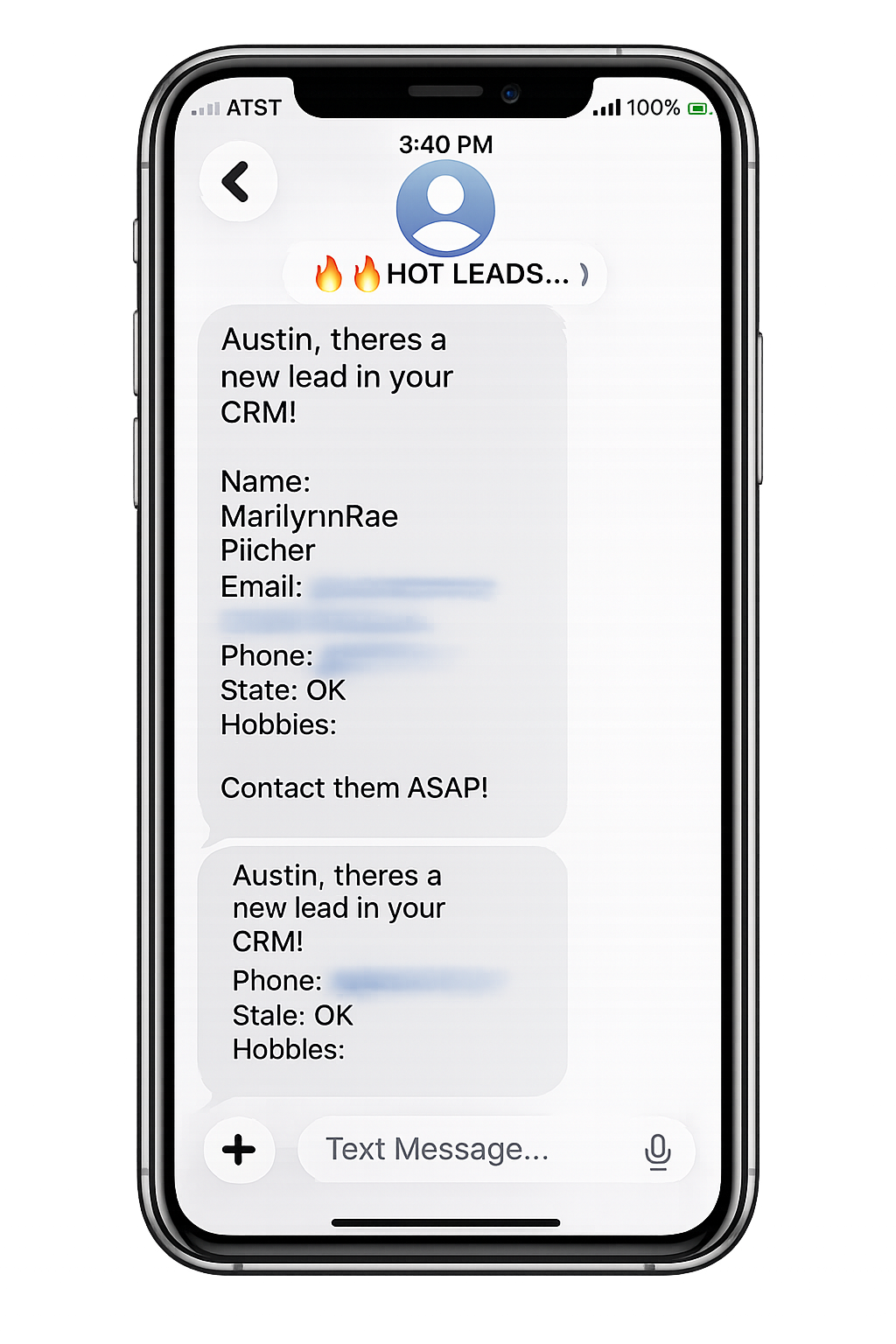 Lead Notification Mockup