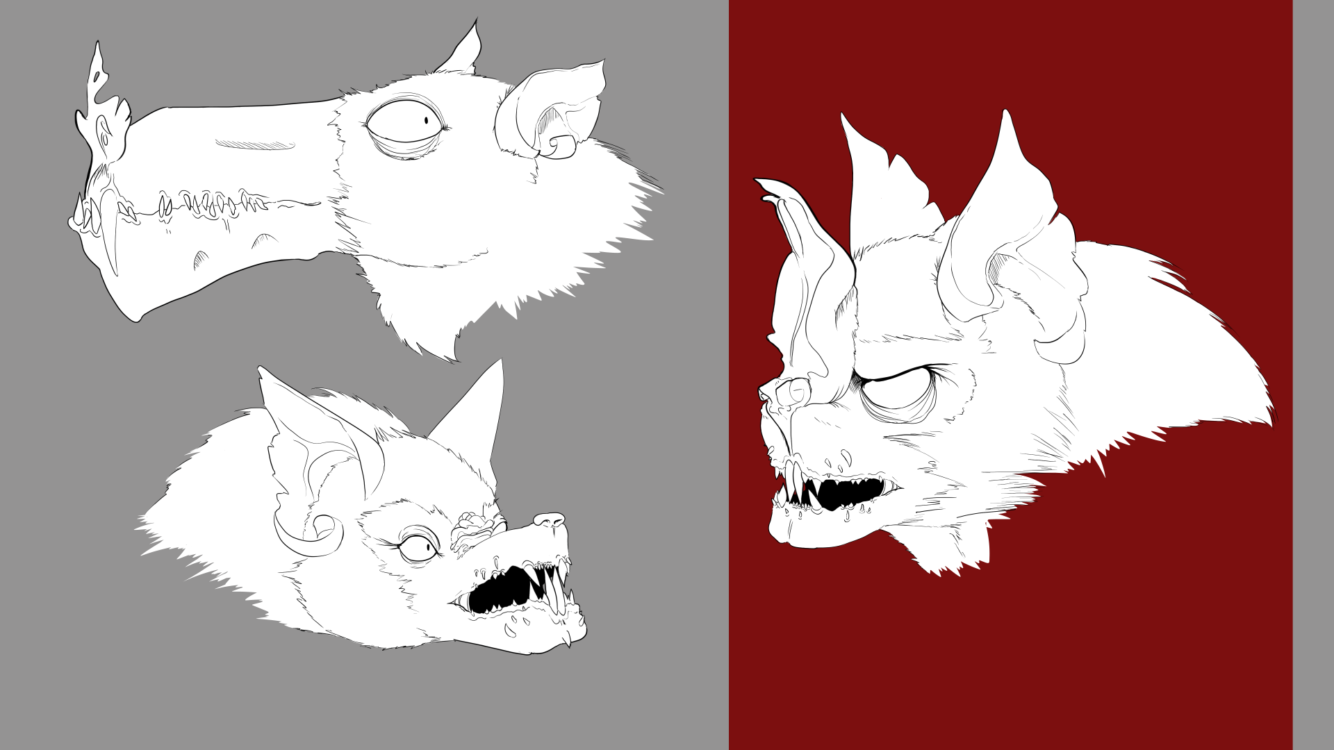 a series of bat head monster designs