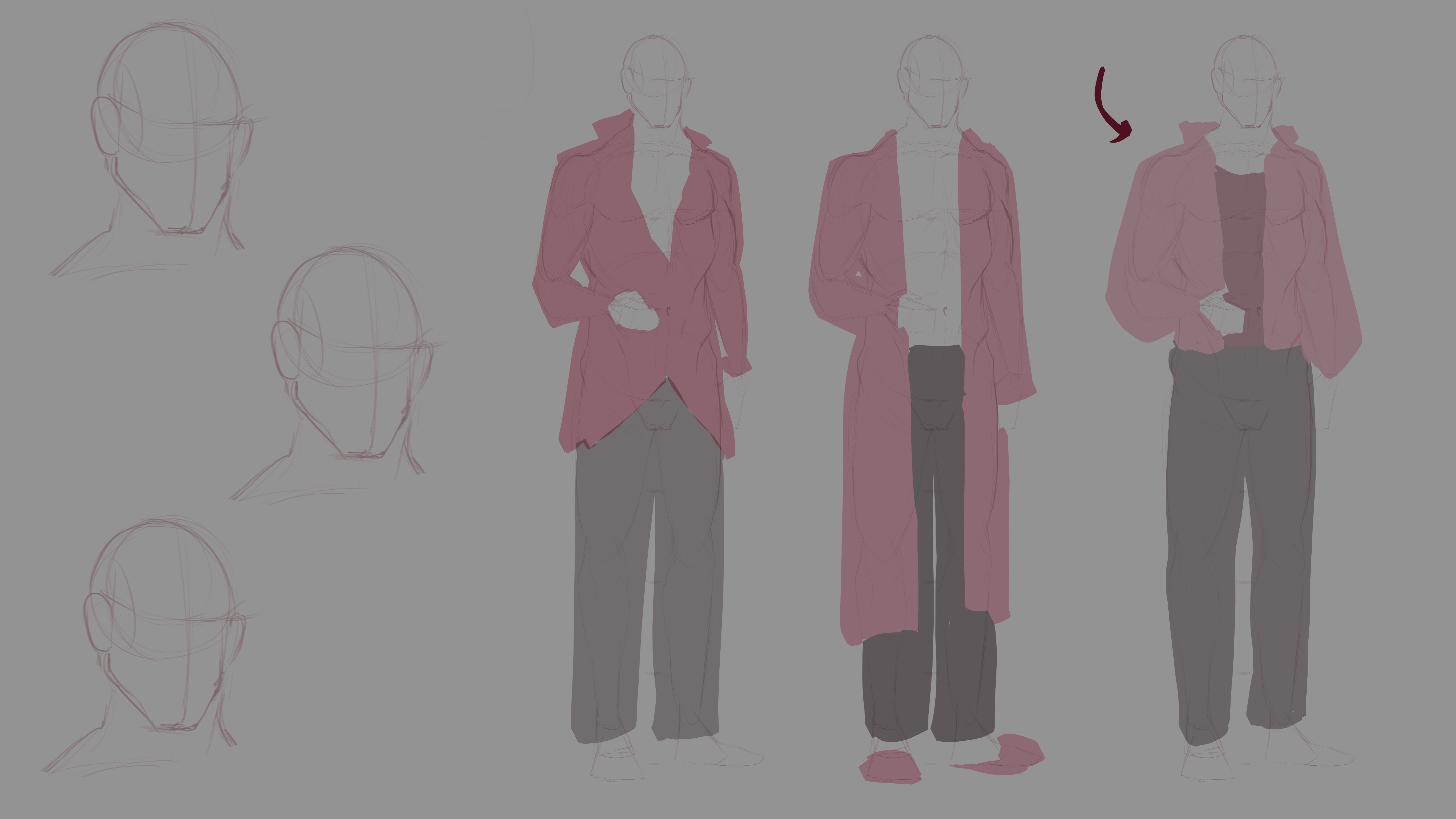 A sketch base for a character concept art design