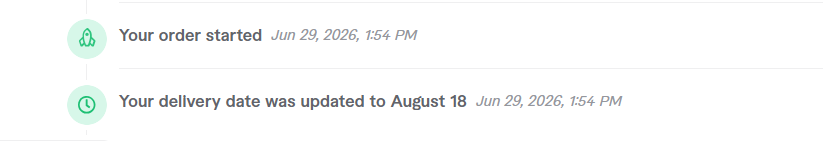 A screenshot of a Fiverr order, showing that the delivery date had been updated to August 18th. A screenshot of a Fiverr order, showing that the delivery date had been updated to August 18th.